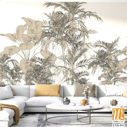 Tropical Trees wallpaper design for digital printing - Mural - 3D illustration [WP-FXH-593]