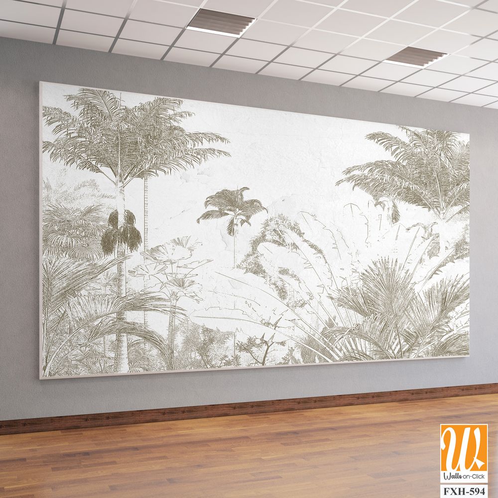 Tropical Trees wallpaper design for digital printing - Mural - 3D illustration [WP-FXH-594]