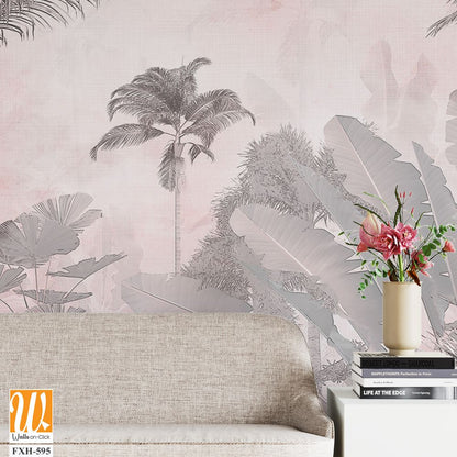 Tropical Trees wallpaper design for digital printing - Mural - 3D illustration [WP-FXH-595]