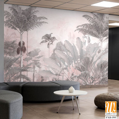 Tropical Trees wallpaper design for digital printing - Mural - 3D illustration [WP-FXH-595]