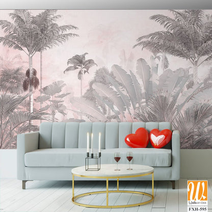 Tropical Trees wallpaper design for digital printing - Mural - 3D illustration [WP-FXH-595]