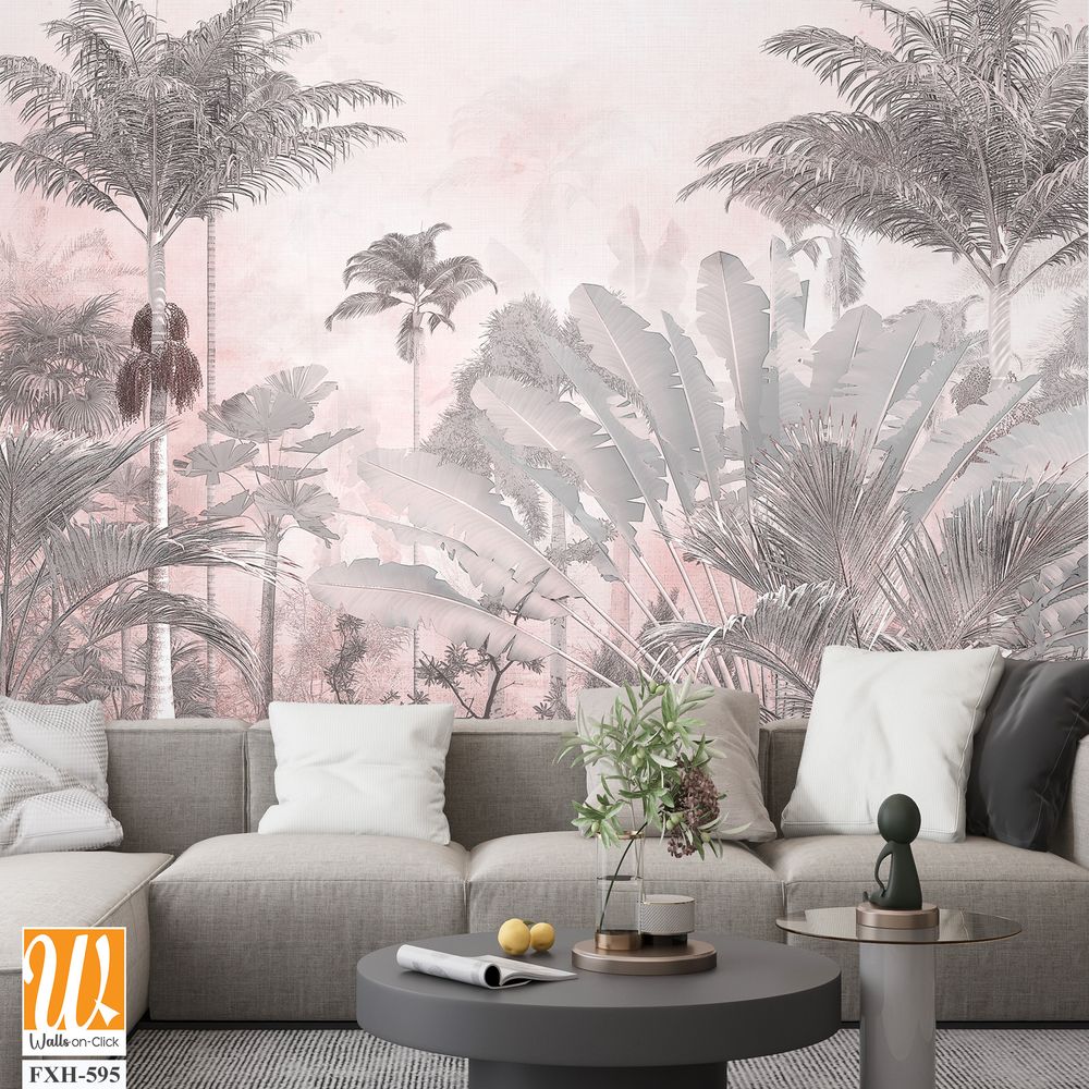 Tropical Trees wallpaper design for digital printing - Mural - 3D illustration [WP-FXH-595]