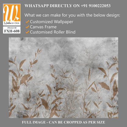 Graphic exotic plants on a textured background. Designed for photo wallpaper, photo wallpaper design, 3D illustration [WP-FXH-608]