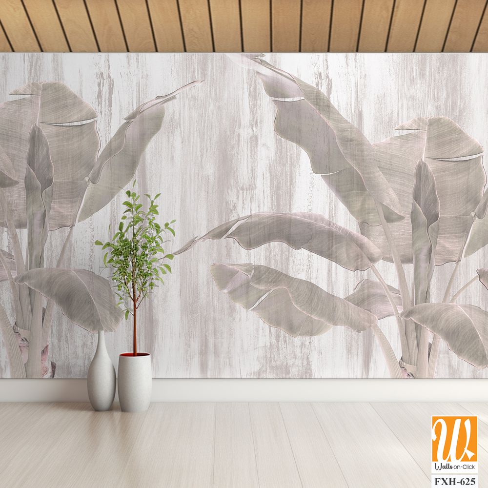 Tropical trees and leaves - 3d wallpaper - wallpaper mural- 3D illustration [WP-FXH-625]