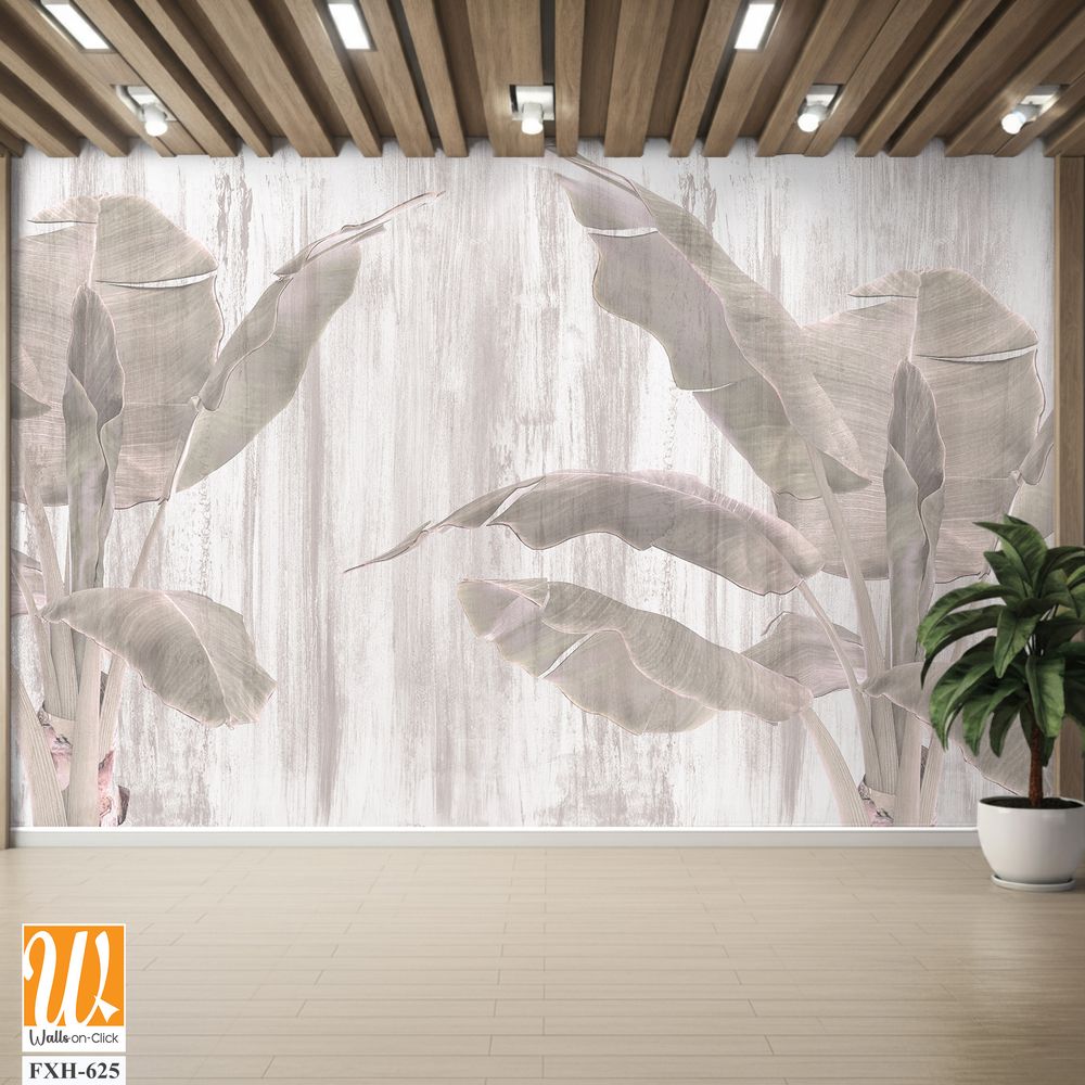 Tropical trees and leaves - 3d wallpaper - wallpaper mural- 3D illustration [WP-FXH-625]