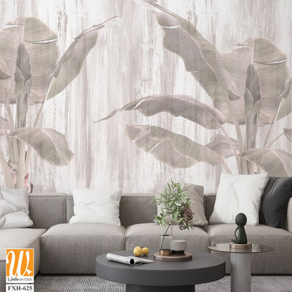 Tropical trees and leaves - 3d wallpaper - wallpaper mural- 3D illustration [WP-FXH-625]