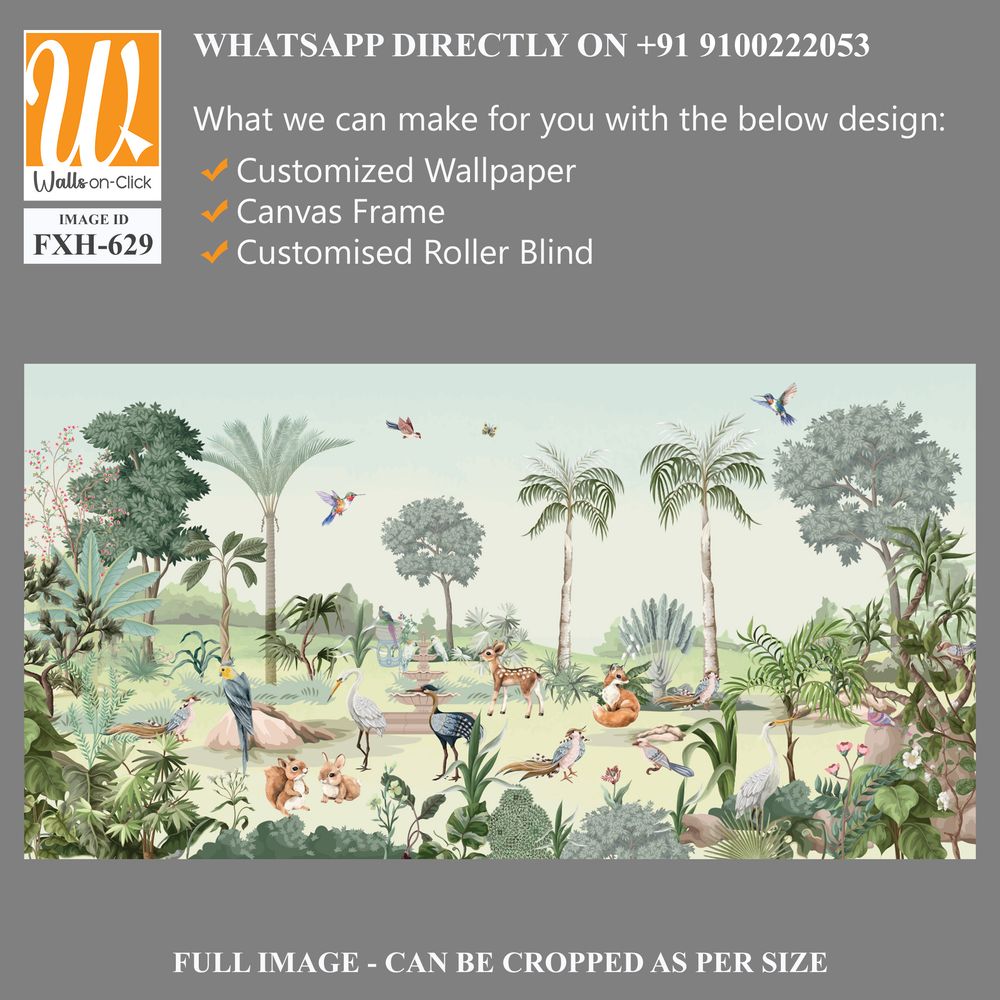 Tropical jungle safari animal forest illustration for wallpaper print [WP-FXH-629]