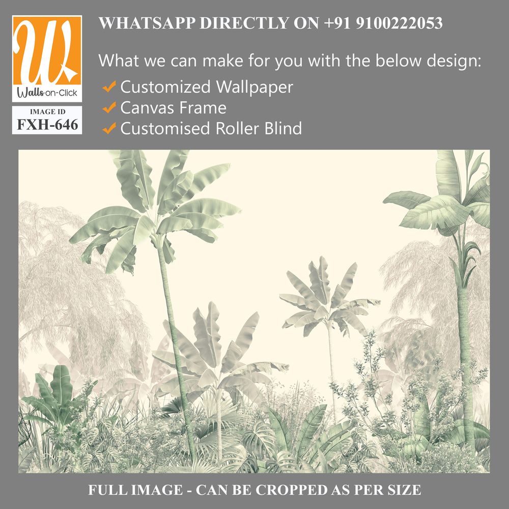 Tropical trees and leaves, oil painting effect, wallpaper design [WP-FXH-646]