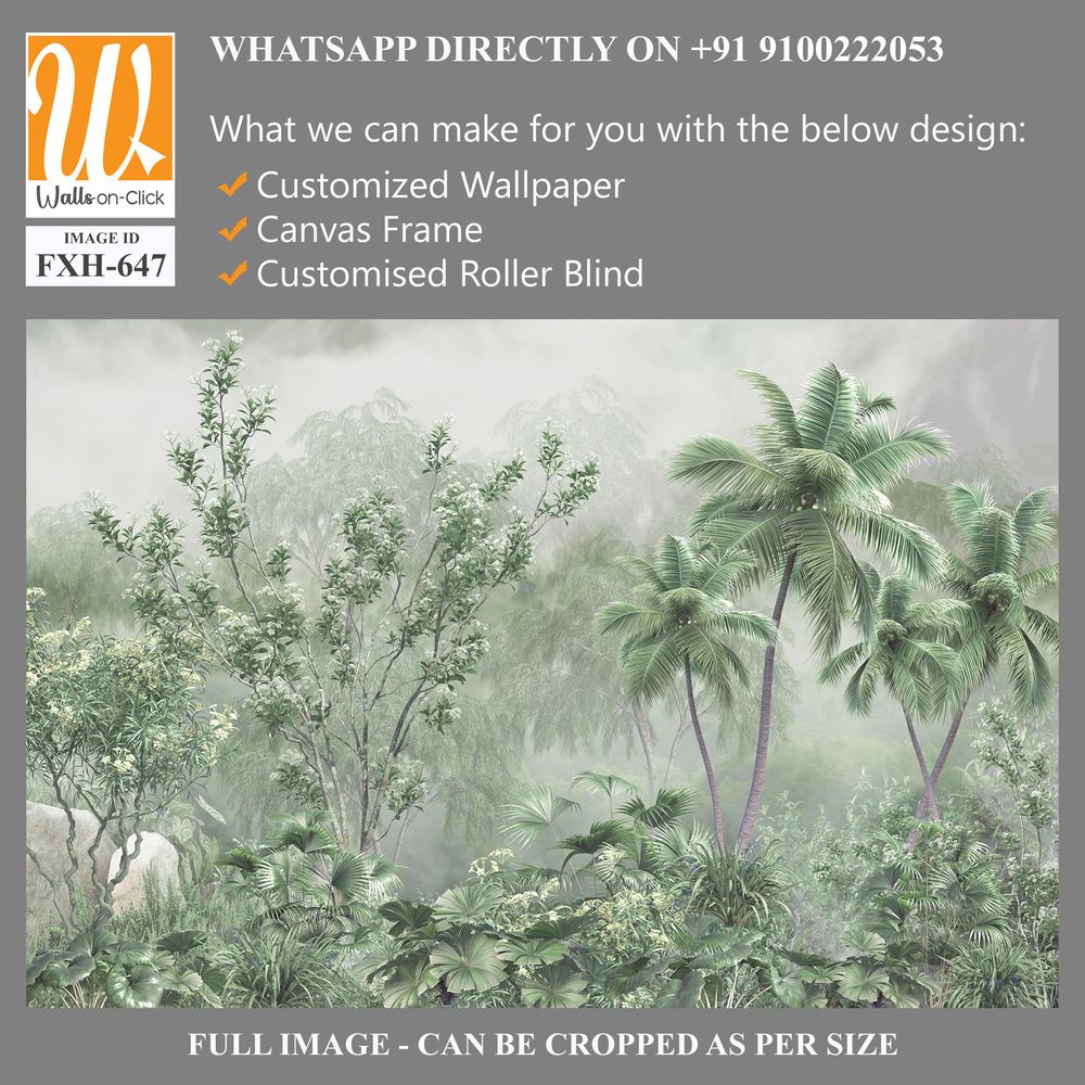 Tropical trees and leaves, oil painting effect, wallpaper design [WP-FXH-647]