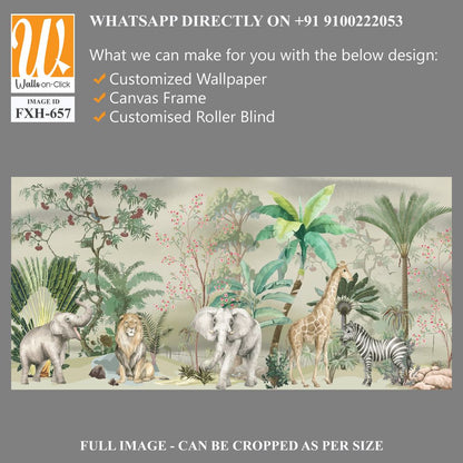 Traditional garden wallpaper, watercolor background, animal, flowers, watercolor tree. [WP-FXH-657]