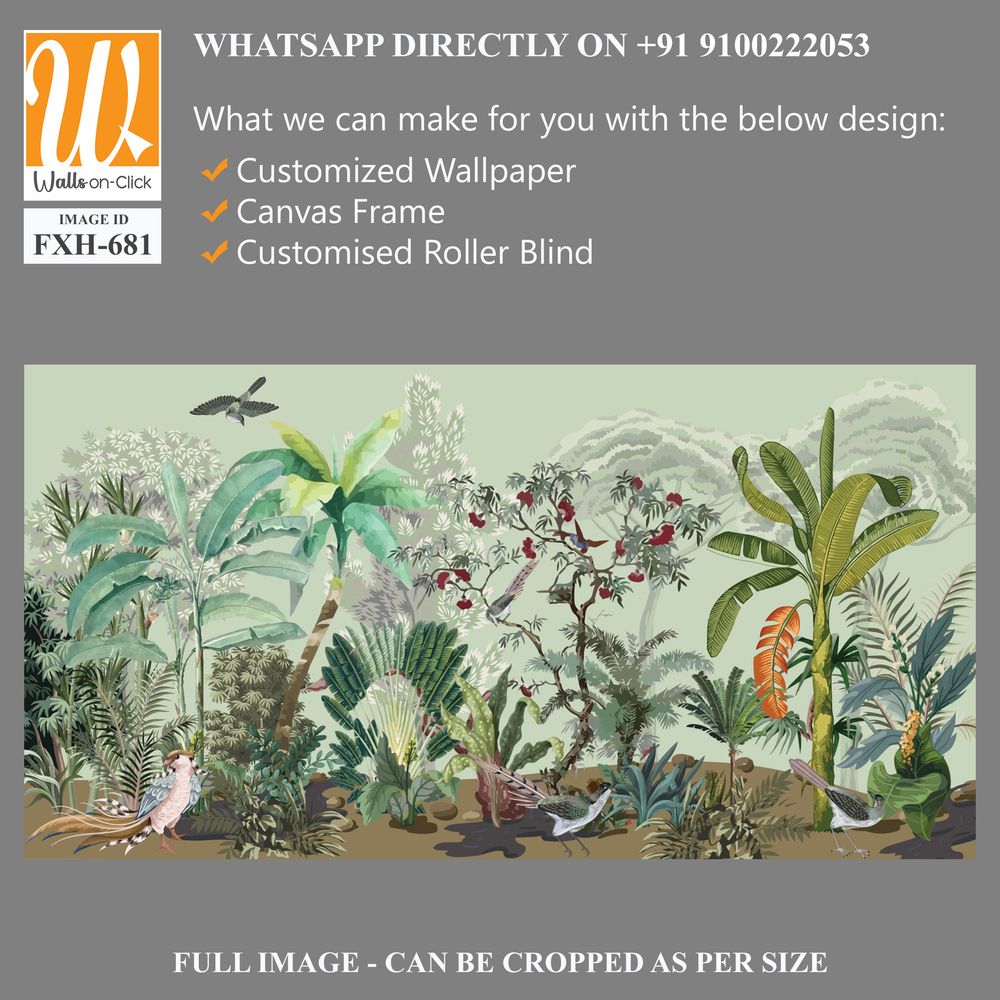 Wallpaper - Wall Mural - Tropical Plant, Birds and animal. [WP-FXH-681]