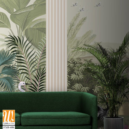 Ancient Greek Garden Wallpaper. Greek Forest Landscape Wall Mural. Greek jungle illustrations. [WP-FXH-686]