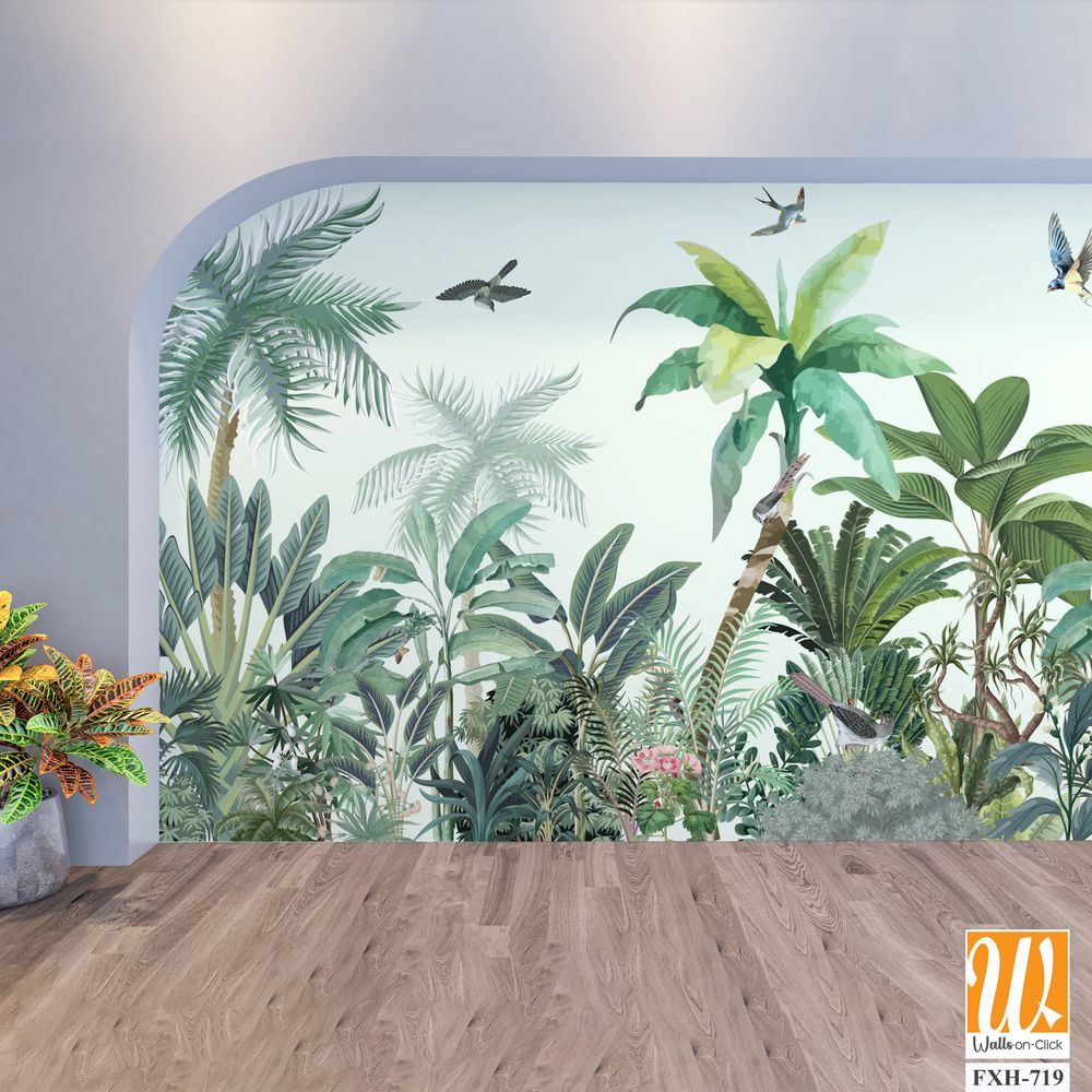 Jungle Palms Wallpaper Mural - Traditional Paste the Wall [WP-FXH-719]