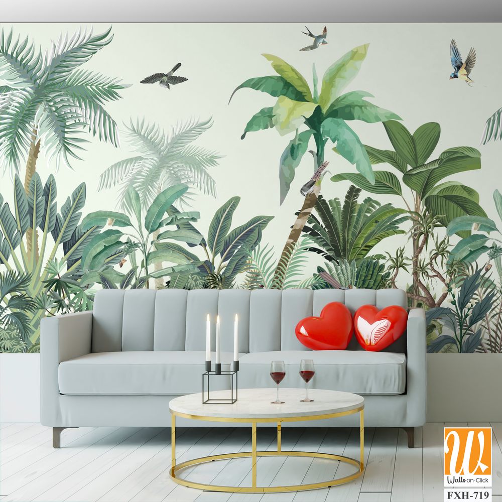 Jungle Palms Wallpaper Mural - Traditional Paste the Wall [WP-FXH-719]