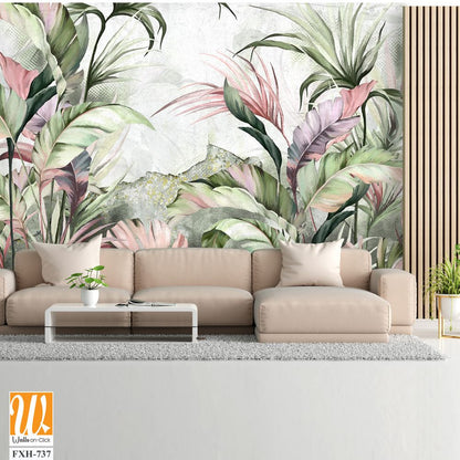 Wallpaper with bright plants brings rich colors and dynamic patterns to the interior. Such wallpaper can include a variety of flowers, exotic leaves and tropical vegetation, creating the impression of [WP-FXH-737]