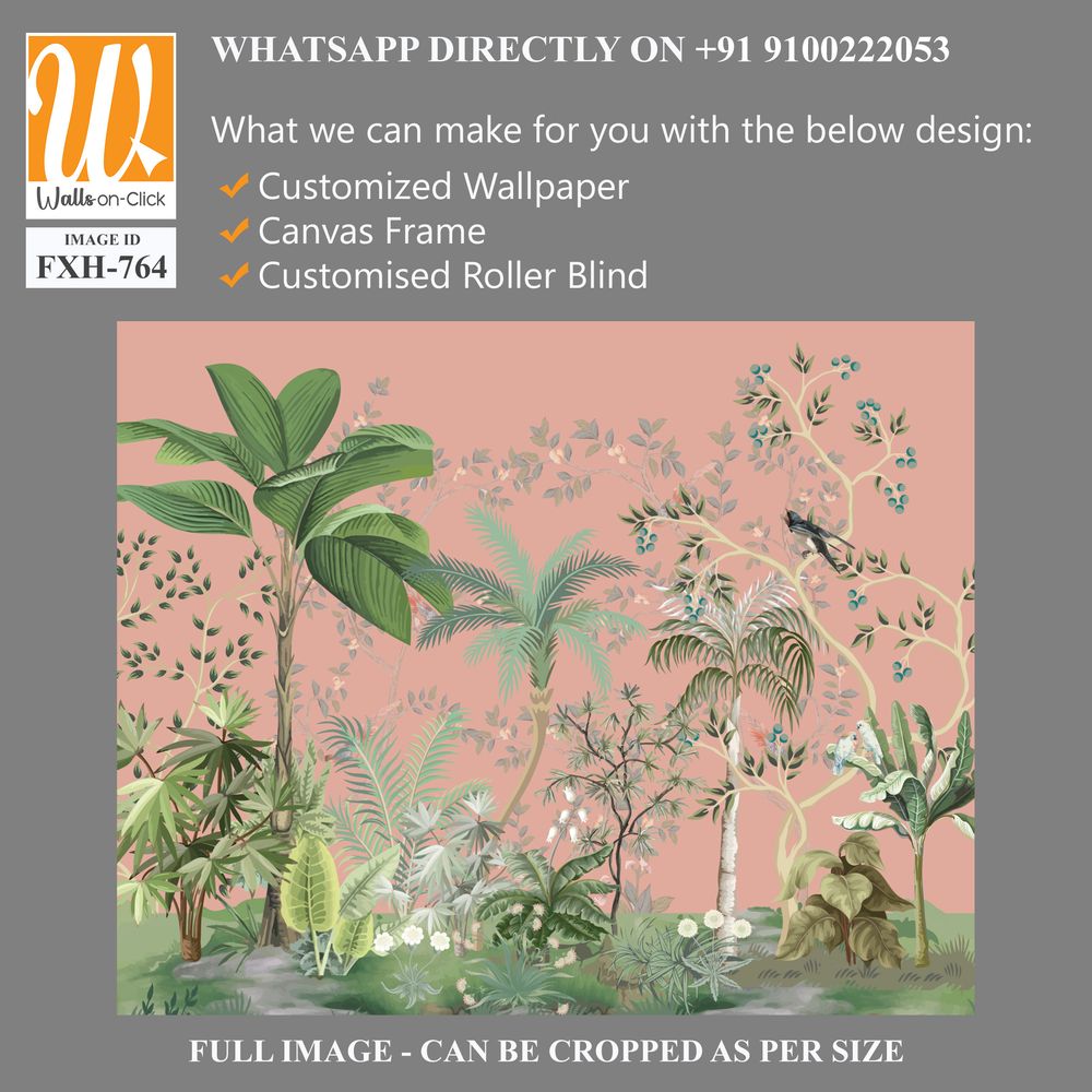 Hand painted wallpaper and fabrics, Watercolor Tree Background. [WP-FXH-764]