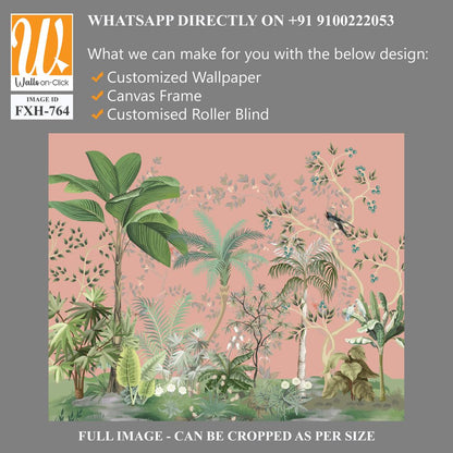 Hand painted wallpaper and fabrics, Watercolor Tree Background. [WP-FXH-764]