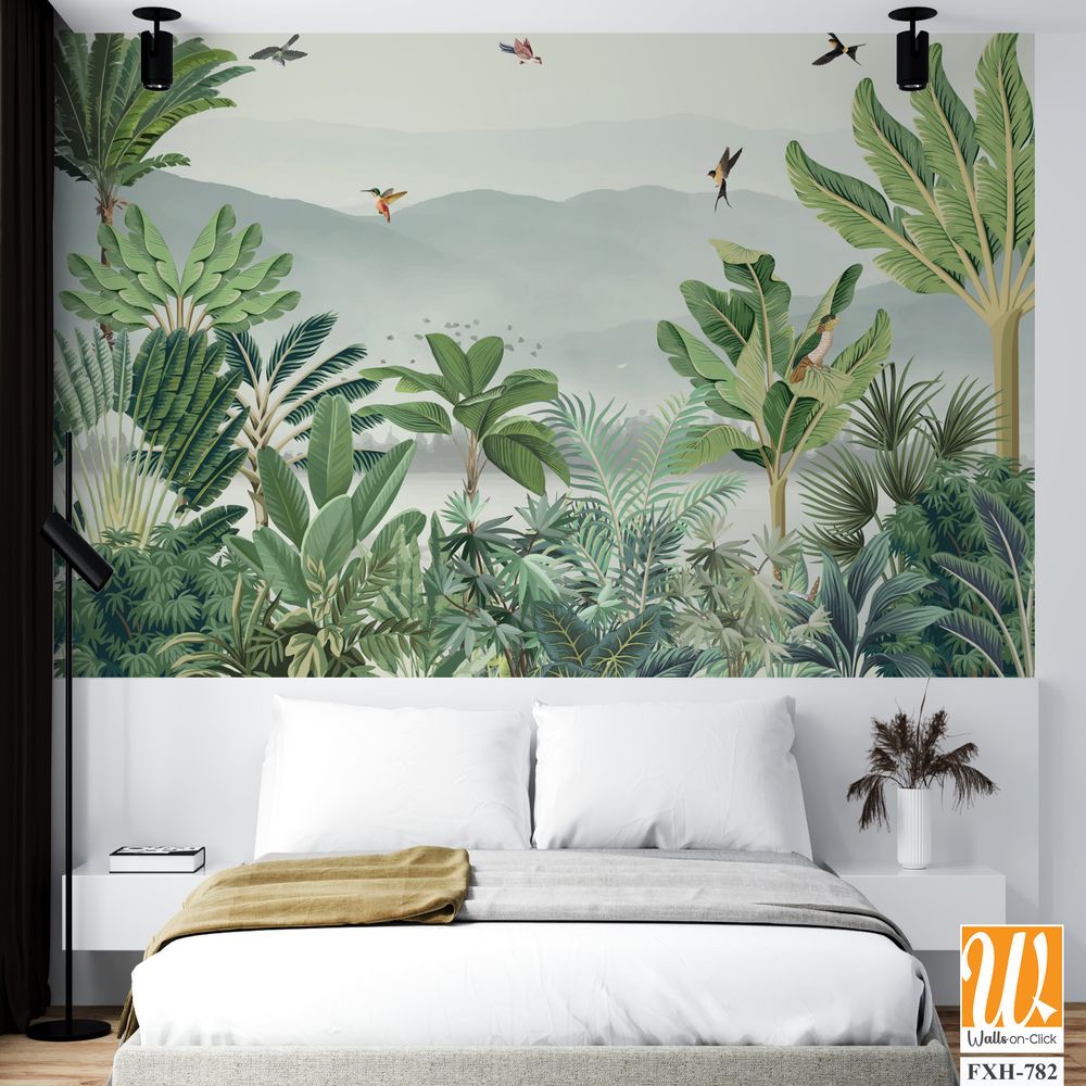 Jungle Wallpaper and Wall Murals, Tropical wall mural Background. [WP-FXH-782]