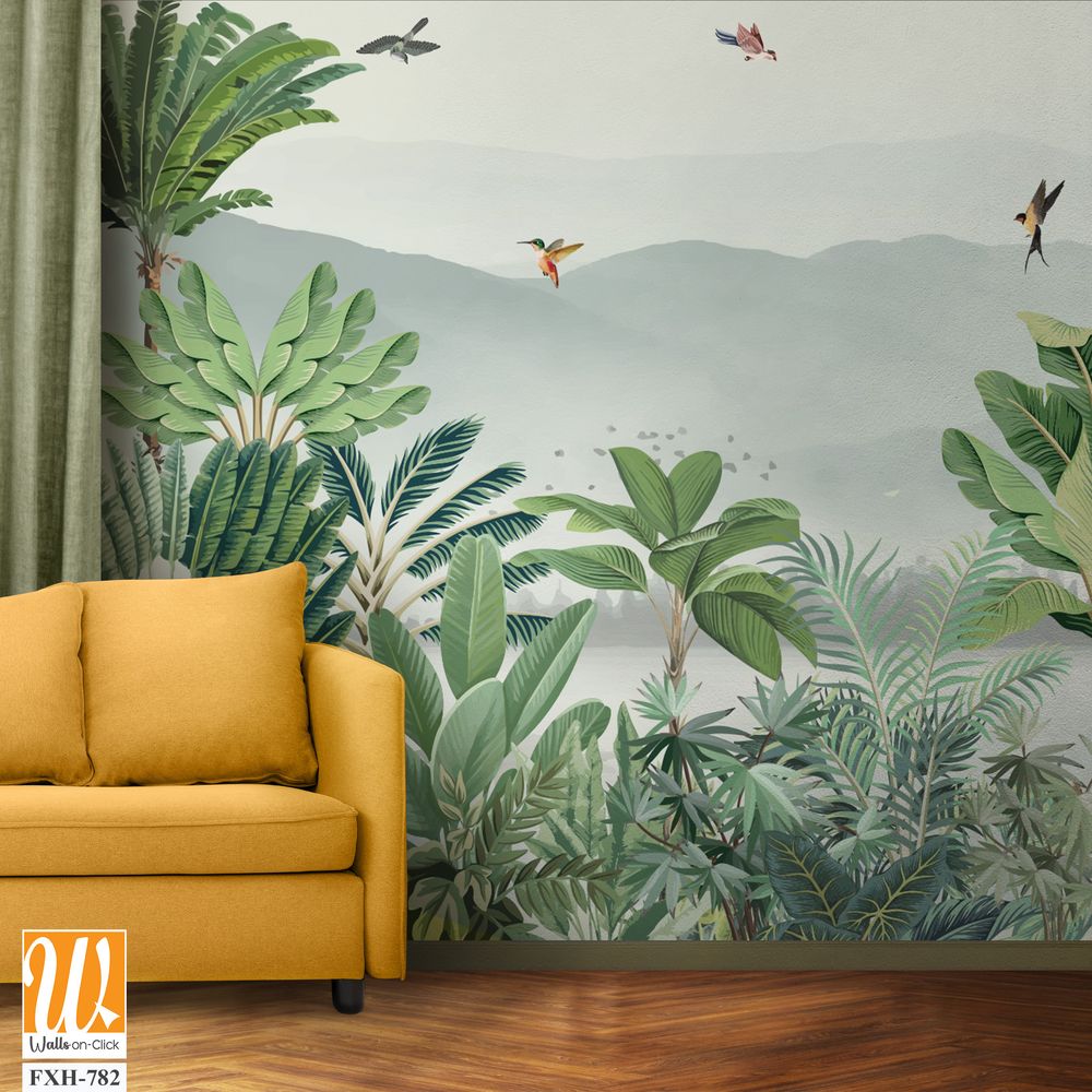 Jungle Wallpaper and Wall Murals, Tropical wall mural Background. [WP-FXH-782]