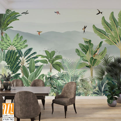 Jungle Wallpaper and Wall Murals, Tropical wall mural Background. [WP-FXH-782]