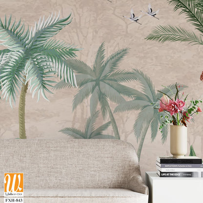 Hand painted wallpaper and fabrics, Garden Illustration, Mural Illustration, Wallpaper. [WP-FXH-843]