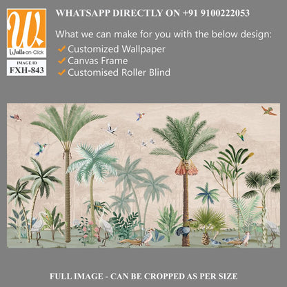 Hand painted wallpaper and fabrics, Garden Illustration, Mural Illustration, Wallpaper. [WP-FXH-843]