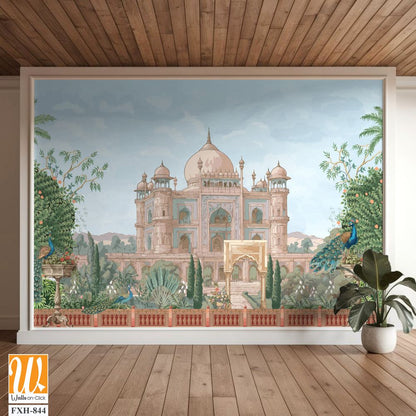 Mughal garden landscape with monument for wallpaper [WP-FXH-844]