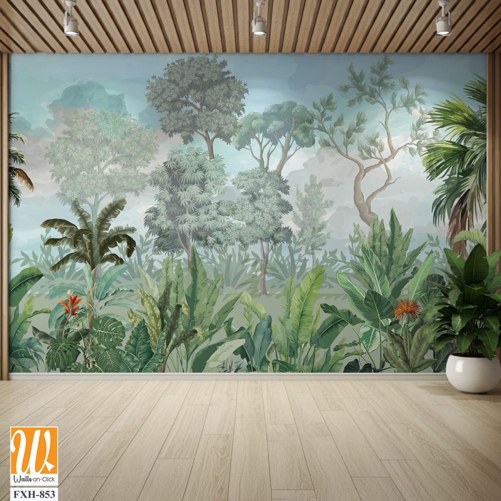 Wallpaper - Wall Mural - Tropical Bliss - PHOTO WALL, Tropical Wall mural Illustration. [WP-FXH-853]