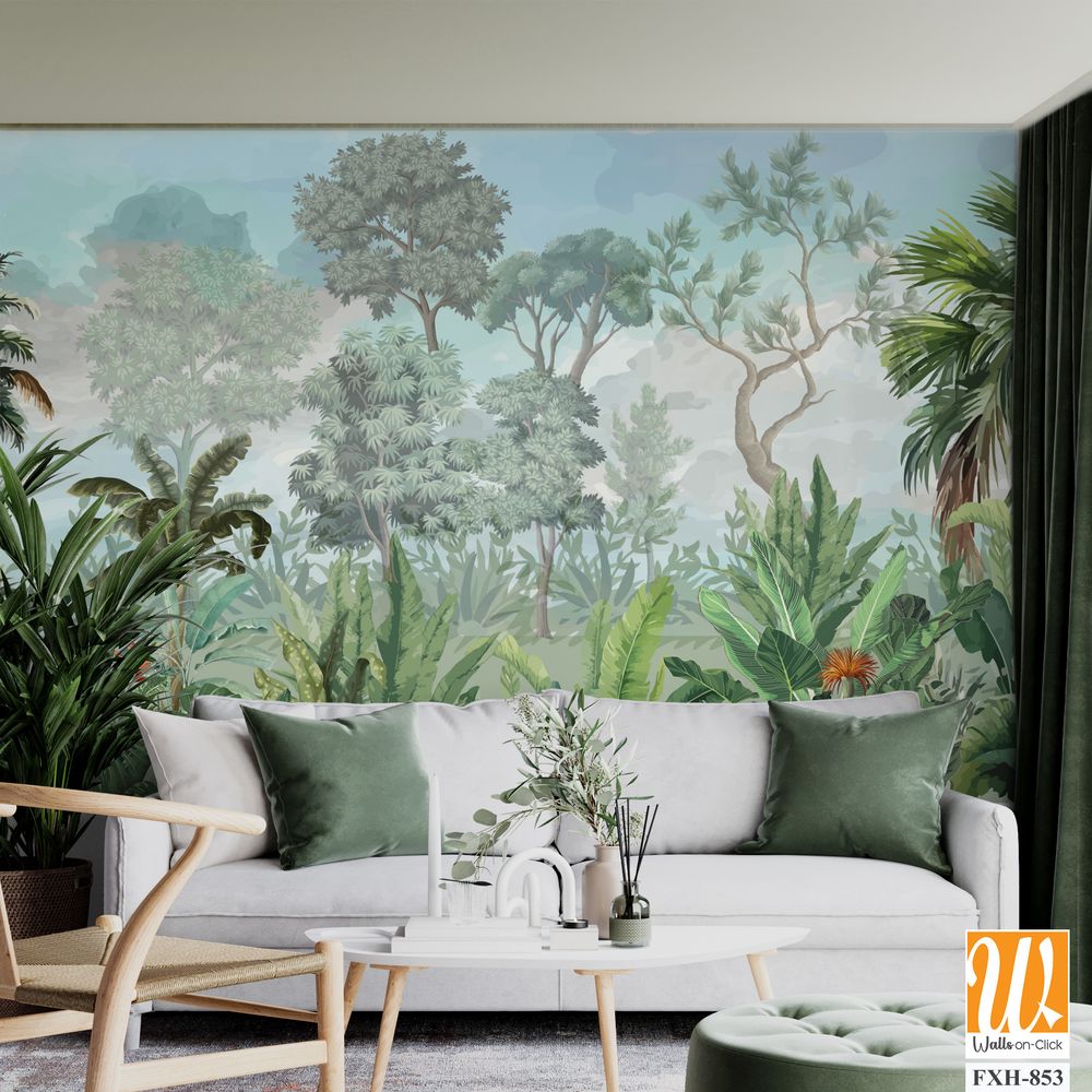 Wallpaper - Wall Mural - Tropical Bliss - PHOTO WALL, Tropical Wall mural Illustration. [WP-FXH-853]